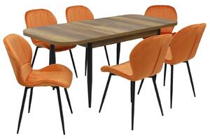 Set masă extensibilă Viena Nuc cu 6 Scaune Topaz Portocaliu