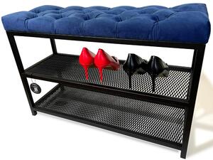 Bancă pentru pantofi Loft cu scaun tapițat 80 cm - mai multe culori Albastru