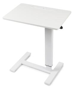 Masa reglabila pe inaltime cu lift pneumatic, cu roti – blat 60x40 cm, inaltime 66–90 cm, masa laterala pentru pat/canapea, onuvio® - alb
