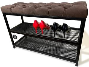 Bancă pentru pantofi Loft cu scaun tapițat 80 cm - mai multe culori Maro