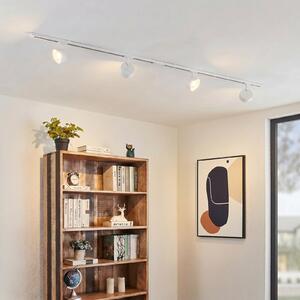 Lindby Sistem de șine Linaro, Ø 9,5 cm, 4 becuri, LED, alb, Alb, Studiu / Birou, Metal, Modern