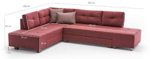 Canapea extensibilă de colț Manama Corner Sofa Bed Left - Claret Red