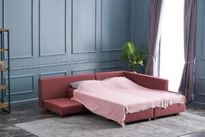 Canapea extensibilă de colț Manama Corner Sofa Bed Right - Claret Red