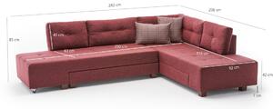 Canapea extensibilă de colț Manama Corner Sofa Bed Right - Claret Red
