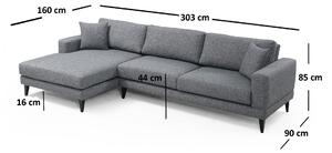 Canapea extensibilă de colț Nordic Corner Left (Chl+3R)