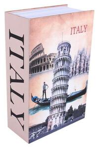Seif secret tip carte Pufo cu cheie pentru blocare, model Bella Italia, 18 x 12 cm