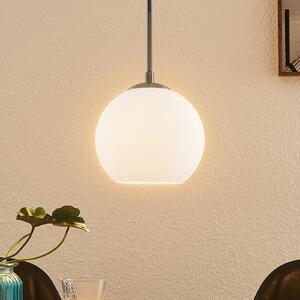 Lindby Jurian lampă suspendată 1 bec, nichel/opal, reglabil, Alb, Camera de zi / sufragerie, Sticlă, Modern