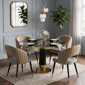Set Masă Berlin Gold Negru cu 4 Scaune Monaco Gri Bej