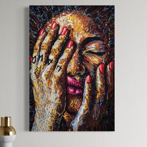 Tablou Canvas Premium LuxCanva® C1040, Morning Face , Culori, Fata, Unghii Rosii, Culori, Bedroom, Living Room, Relaxare, Culori Vibrante