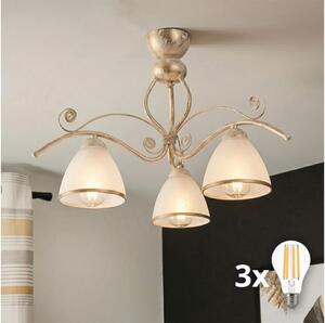 Brilagi - Lustru LED aplicat ANTICO 3xE27/60W/230V patină albă