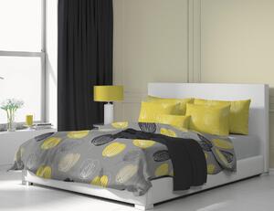 ASTOREO Asternut de pat din bumbac Grace - gri/galben - Mărimea 220x200cm + 2x 70x90cm
