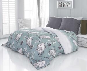 ASTOREO Asternut de pat din bumbac satinat Kenzo - alb/verde/gri - Mărimea asternut 140x200 + 70x90cm