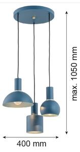 Lustră pe cablu SINES 3xE27/15W/230V albastră Argon 1471