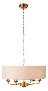 Endon 110722 - Lustră suspendată pe lanț HIGHCLERE, 6xE14/40W/230V, bej/alamă, diametru 55 cm