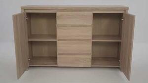 Comoda KASPIAN KOM2D4S, alb, PAL, 144x41x92 cm