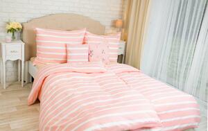 ASTOREO Lenjerie de pat din bumbac cu dungi - roz - Mărimea pat indiv 140x200 + 1x70x90 cm