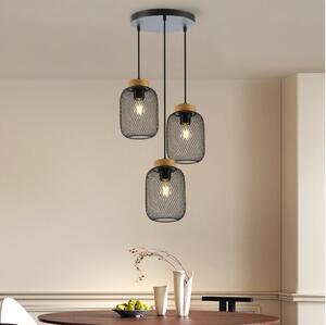 Brilagi - Lustră suspendată pe cablu BASKLITE, 3xE27/15W/230V, lemn/negru