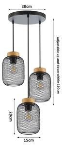 Brilagi - Lustră suspendată pe cablu BASKLITE, 3xE27/15W/230V, lemn/negru