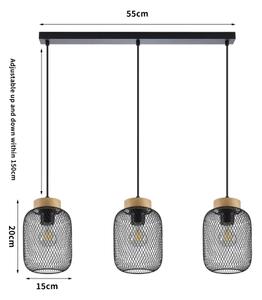 Brilagi - Lustră suspendată pe cablu BASKLITE 3xE27/15W/230V lemn/negru