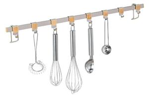 ASTOREO Șină si cârlige pentru bucătărie - crom mat - Mărimea 2,5 x 4 x 60 cm