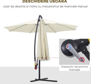 Umbrela de soare suspendata Outsunny, poliester, 3m, bej | Aosom RO