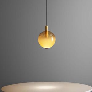 OLEV lampă suspendată LED BEAM STICK NUANCE, chihlimbar, Ø 20 cm, 927, reglabil, Maro / Rugină, Camera de zi / sufragerie, Sticlă, Design