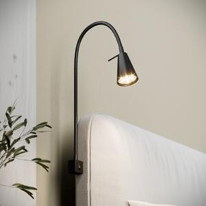 Briloner Aplică de perete LED Tuso, negru, montare pe pat, metal, Negru, dormitor, Metal, Modern