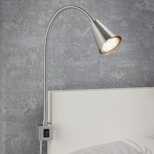 Briloner Aplică de perete LED Tuso, nichel, montare pe pat, metal, Gri, dormitor, Metal, Modern