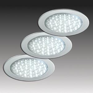 Hera R 68-LED Spot încastrat cu aspect inox, set de 3 bucăți, Metalic, Studiu / Birou, Plastic, Modern, Corpuri de iluminat încastrate rotunde
