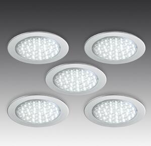 Hera R 68-LED Spot încastrat cu aspect inox, set de 5 bucăți, Metalic, Camera de zi / sufragerie, Plastic, Modern, Corpuri de iluminat încastrate rotunde