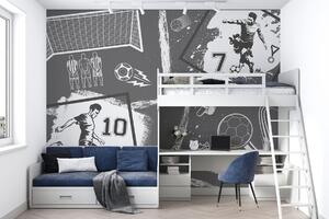 Fototapet Acțiune de fotbal în stil monocrom, Fototapet fotbal, Fototapet populare, w03122v1 - Tapeko.ro