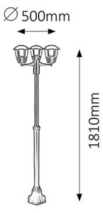 Rabalux 8569 - Lampă de exterior MARSEILLE, 3x E27/60W/230V, IP44, 1,81 m