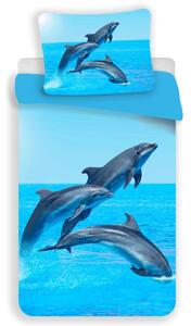 Lenjerie de pat din microfibră - Delfini - Delfinii | 140 x 200 cm / 70 x 90 cm