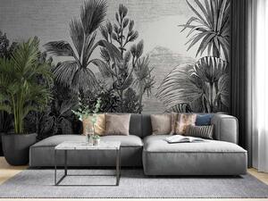Fototapet Desen alb-negru al unei păduri tropicale, Fototapet populare, Fototapet populare, u52597 - Tapeko.ro