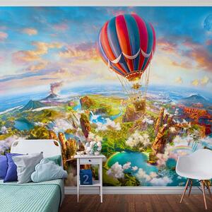 Fototapet Balon cu aer cald deasupra unui peisaj, Fototapet baloane, Fototapet populare, u62124 - Tapeko.ro