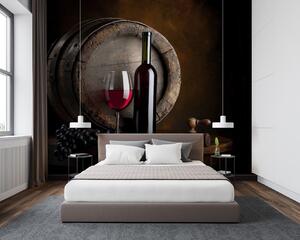 Fototapet Sticlă de vin și pahar pe o masă, Fototapet mâncare și băutură, Fototapet populare, u65206 - Tapeko.ro
