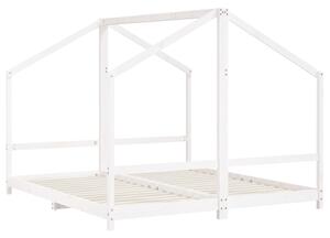 Cadru de pat pentru copii, alb, 2x(90x200)cm, lemn masiv de pin
