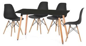 Set de sufragerie negru 1 + 4, masa BERGEN 120 + scaune YORK OSAKA