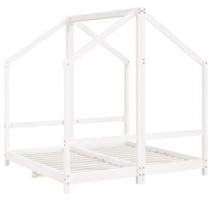 Cadru de pat pentru copii, alb, 2x(70x140) cm, lemn masiv pin