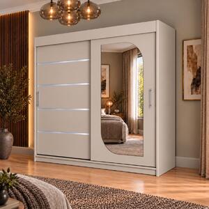 Dressing Alkam 2 usi -argintiu, 180x60x200cm, cu oglinda, Casmir, Pal 18 mm