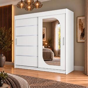 Dressing Alkam 2 usi -argintiu, 180x60x200cm, cu oglinda, Alb, Pal 18 mm