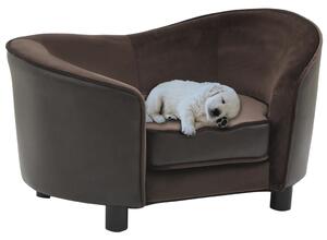 Canapea pentru câini, maro, 69x49x40 cm, pluș & piele ecologică