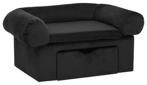 Canapea pentru câini, cu sertar, negru, 75x50x38 cm, pluș