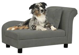 Canapea pentru câini cu pernă, gri închis, 83x44x44 cm, pluș