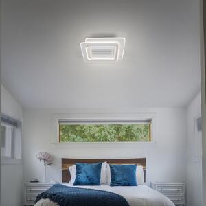 OSRAM Ventilator de tavan cu LED-uri GRILL 55x55 cm, alb, telecomandă, reglabil, Alb, Camera de zi / sufragerie, Metal, Modern