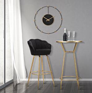 Scaun de bar Vienna Nero, Metal Catifea, Negru Auriu, 55X53X110 cm