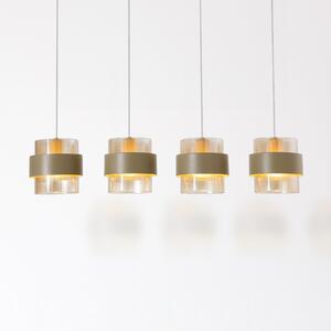 Searchlight Lampă suspendată Royal, gri/chihlimbar, lungime 80 cm, sticlă/metal, cu 4 becuri, Metalic, Camera de zi / sufragerie, Metal