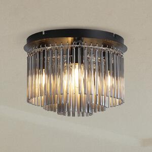 Searchlight Plafonieră Swizzle, negru/gri fumuriu, Ø 32 cm, sticlă/metal, reglabil, Gri, Camera de zi / sufragerie, Sticlă