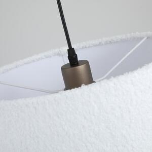Searchlight Lampă suspendată Chelsea, maro/alb, Ø 35 cm, țesătură, reglabil, Alb, Camera de zi / sufragerie, Țesătură / Textil, Modern