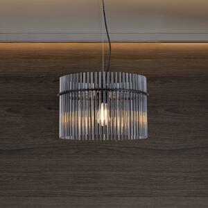 Searchlight Lampă suspendată Swizzle, negru/gri fum, Ø 40 cm, sticlă/metal, reglabil, Gri, Camera de zi / sufragerie, Sticlă